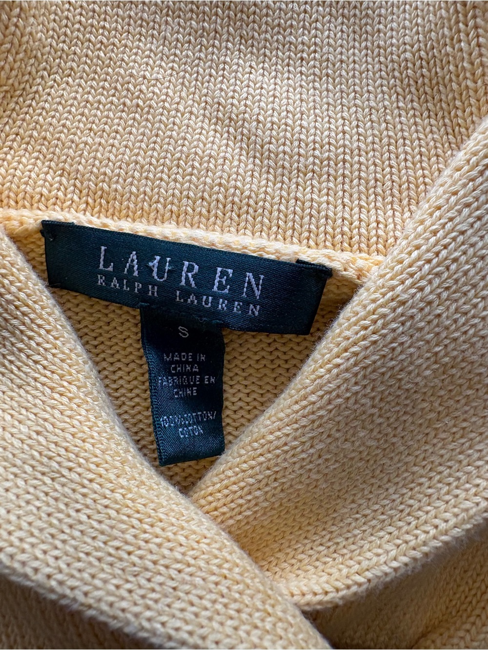 Ralph Lauren Yellow & White Striped Cowl Neck Sweater Small 100% cotton - Picture 2 of 3